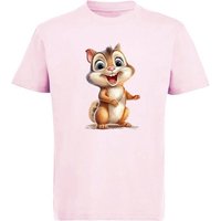 MyDesign24 T-Shirt Kinder Wildtier Print Shirt bedruckt - Baby Eichhörnchen Baumwollshirt mit Aufdruck, i262 von MyDesign24