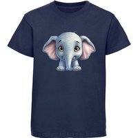 MyDesign24 T-Shirt Kinder Wildtier Print Shirt bedruckt - Baby Elefant Baumwollshirt mit Aufdruck, i272 von MyDesign24