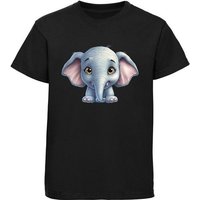 MyDesign24 T-Shirt Kinder Wildtier Print Shirt bedruckt - Baby Elefant Baumwollshirt mit Aufdruck, i272 von MyDesign24