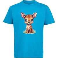 MyDesign24 T-Shirt Kinder Wildtier Print Shirt bedruckt - Baby Reh Rehkitz Baumwollshirt mit Aufdruck, i269 von MyDesign24