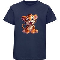 MyDesign24 T-Shirt Kinder Wildtier Print Shirt bedruckt - Baby Tiger Baumwollshirt mit Aufdruck, i266 von MyDesign24