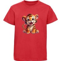 MyDesign24 T-Shirt Kinder Wildtier Print Shirt bedruckt - Baby Tiger Baumwollshirt mit Aufdruck, i266 von MyDesign24