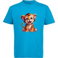 MyDesign24 T-Shirt Kinder Wildtier Print Shirt bedruckt - Baby Tiger Baumwollshirt mit Aufdruck, i266 von MyDesign24