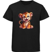 MyDesign24 T-Shirt Kinder Wildtier Print Shirt bedruckt - Baby Tiger Baumwollshirt mit Aufdruck, i266 von MyDesign24