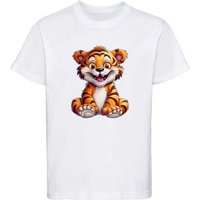 MyDesign24 T-Shirt Kinder Wildtier Print Shirt bedruckt - Baby Tiger Baumwollshirt mit Aufdruck, i278 von MyDesign24