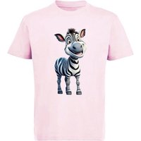 MyDesign24 T-Shirt Kinder Wildtier Print Shirt bedruckt - Baby Zebra Baumwollshirt mit Aufdruck, i280 von MyDesign24