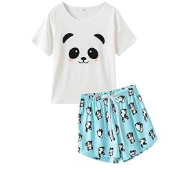 MyFav Pyjama für Damen, niedlich, Panda, T-Shirt, Nachtwäsche, Oberteil und Shorts, Set Pyjamas, Sommerkomfort Damen, Panda, 48 von MyFav
