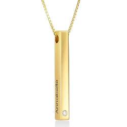 MYKA Personalisierte Dreidimensionale Barrenkette aus Sterling Silber 925 - Vergoldet - Weihnachten Graviert Name Schmuck Geschenk für Damen - Mutter - Freundin (Diamant: 750er Gold-Vermeil) von MyNameNecklace