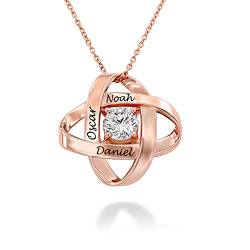 MYKA Personalisierte Eternal-Halskette mit Kubischen Zirkonia aus Sterling Silber 925 / Vergoldet - Schmuck Geschenk für Damen - Mutter - Freundin (Rosévergoldetes 925er Sterling Silber) von MyNameNecklace