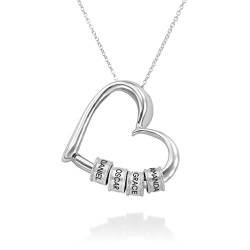 MyNameNecklace - Charmevolle Herz-Halskette mit eingravierten Perlen aus Sterling Silber 925 - Vergoldet - Geschenk für Damen - Mutter - Freundin zum Valentinstag (925er Sterlingsilber) von MyNameNecklace