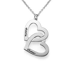 MyNameNecklace MYKA Herz-in-Herz-Kette mit Gravur aus Sterling Silber 925 / Vergoldet - Geschenk für Damen - Mutter - Freundin zum Valentinstag (925er Sterling Silber) von MyNameNecklace