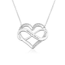 MyNameNecklace MYKA Infinity Halskette mit eingraviertem Herz aus Sterling Silber 925 / Vergoldet - Geschenk für Damen - Mutter - Freundin zum Valentinstag (925er Sterling Silber) von MyNameNecklace