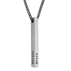 MyNameNecklace MYKA Personalisierbare Herren 3D-Barrenkette mit Gravur aus Mattem in Sterling Silber 925 / Vergoldet - Männer Geschenk für den Vatertag (925er Sterling Silber) von MyNameNecklace