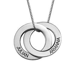 MyNameNecklace MYKA Personalisierbare Russische Ring Halskette mit Gravur auf zwei Ringen in Sterling Silber 925 / Vergoldet - Halskette für Damen (925er Sterling Silber) von MyNameNecklace