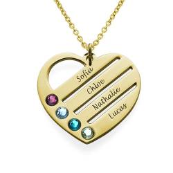 MyNameNecklace MYKA Personalisierte Geburtsstein-Herzkette für Mama aus Sterling Silber 925 / Vergoldet - Schmuck Geschenk für Damen - Mutter - Freundin (750er Gold-Vermeil) von MyNameNecklace