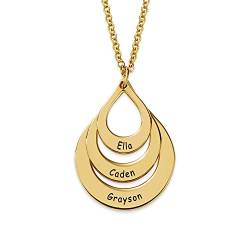 MyNameNecklace MYKA Personalisierte Gravierbare Familienkette in Tropfenform aus Sterling Silber 925 / Vergoldet - Geschenk für Damen - Mutter - Freundin (750er Vergoldetes 925er Silber) von MyNameNecklace