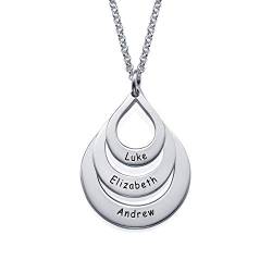 MyNameNecklace MYKA Personalisierte Gravierbare Familienkette in Tropfenform aus Sterling Silber 925 / Vergoldet - Geschenk für Damen - Mutter - Freundin (925er Sterling Silber) von MyNameNecklace