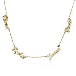 MyNameNecklace MYKA Personalisierte Namenskette mit bis zu 5 Namen aus Sterling Silber 925 / Vergoldet - Schmuck Geschenk für Damen - Mutter - Freundin (585er-Gold) von MyNameNecklace