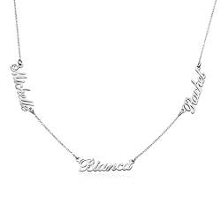 MyNameNecklace MYKA Personalisierte Namenskette mit bis zu 5 Namen aus Sterling Silber 925 / Vergoldet - Schmuck Geschenk für Damen - Mutter - Freundin (585er-Weißgold) von MyNameNecklace