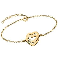 MyNameNecklace MYKA Personalisierte Verschlungenes Herzarmband mit Gravur aus Sterling Silber 925 / Vergoldet - Schmuck Geschenk für Damen - Mutter - Freundin (750er Gold-Vermeil) von MyNameNecklace