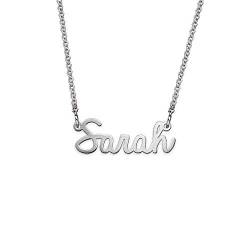 MyNameNecklace MYKA Personalisierte Winziger Namenskette in Schreibschrift aus Sterling Silber 925 / Vergoldet - Geschenk für Damen - Mutter - Freundin (925er Sterling Silber) von MyNameNecklace