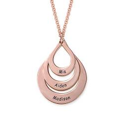 MyNameNecklace Personalisierte Gravierbare Familienkette in Tropfenform aus 750er Rosévergoldetes 925er Sterling Silber - Weihnachten Graviert Name Schmuck Geschenk für Damen | Mutter | Freundin von MyNameNecklace