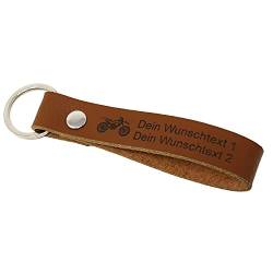 MyPrezzie Schlüsselanhänger Leder mit beidseitige Wunschgravur, personalisierte Gravur mit Symbol- individueller Schlüsselbund - Einzigartiges Geschenk für Mann und Frau (Rindleder Braun) von MyPrezzie