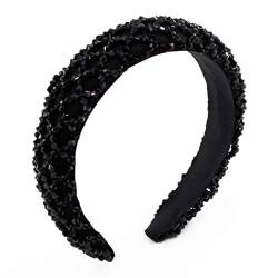 Mya Damen-Stirnband, mit Schwamm, gepolstert, Rhombus-Kunstkristall-Perlen, Schmuck, breiter Haarreifen, handgenähter Schwamm-Stirnband von Mya
