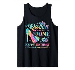 A Queen Was Born In June Frauen Mädchen Damen Juni Geburtstag Tank Top von Myassil