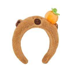 Capybara-Stirnband für Teenager, Cartoon-Design, Plüsch-Kopfbedeckung für Erwachsene, zum Schminken, Waschen des Gesichts, Sport-Stirnband, rutschfest, elastische Stirnbänder für Damen, elastische von Myazs