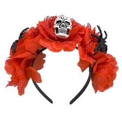 Gruseliger Schädel Stirnband Für Kinder Halloween Día Muertos Blume Thema Parteien Dunkel Skelett Stirnband Mit Bunte Rose Halloween Stirnband Baby von Myazs