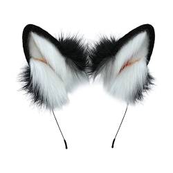 Myazs Cartoon Stirnband Wolf Ohren Geformt Haar Hoop Plüsch Party Kopfschmuck Haarband Party Cosplay Kostüm Requisiten Unisex Plüsch Stirnbänder Für Frauen Zum Waschen Gesicht Weiche Stirnbänder Für von Myazs