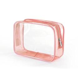 Transparente Kosmetiktasche PVC Frauen Reißverschluss Klar Make-up Taschen Reise Make Up Organizer Lagerung Bad Toilettenartikel Waschtasche Klar Make-up Taschen, rose von Myazs