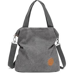 Myhozee Handtasche Damen Canvas Umhängetasche,Taschen Damen Strandtasche Schultertasche Crossover Bag für Mädchen Frauen-GRAU von Myhozee
