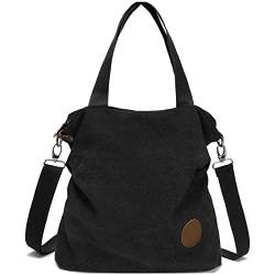 Myhozee Handtasche Damen Canvas Umhängetasche,Taschen Damen Strandtasche Schultertasche Crossover Bag für Mädchen Frauen-SCHWARZ von Myhozee