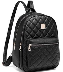 Myhozee Rucksack Damen Leder PU Daypack Klein Elegant Rucksack Tagesrucksack für Mädchen, Schwarz von Myhozee