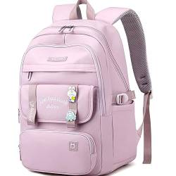 Myhozee Schulrucksack Mädchen Teenager Damen Schulranzen - Schultasche Wasserdicht Rucksack Schule Leichtgewicht Tasche School Backpack Daypack für Reise Arbeit Lässig und Alltag, Lila von Myhozee