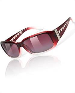 Myiaur Polarisierende Sonnenbrille Damen mit UV-Schutz und modischen Strasssteinen im Wrap Around Design von Myiaur