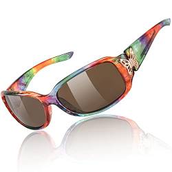 Myiaur Polarisierte Sonnenbrille Damen modischem Trendy Style - Wrap Around Design und goldene Schmetterlingsscharniere für UV400 Schutz von Myiaur