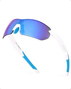 Myiaur Sonnenbrille Sport für Damen Herren Wrap Around P-V Stil UV400 Schutz Fahrradbrille für Laufen Baseball von Myiaur