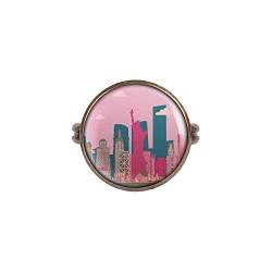 Mylery Ring mit Motiv Skyline New York Big Apple Freiheits-Statue Empire State Bronze 16mm von Mylery