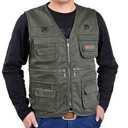 Mymyguoe Anglerweste Herren Outdoor Leichte Sommerweste Mit Vielen Taschen Jagdweste Arbeitsweste Softshellwesten Jacke Reporterwesten Schnelltrocknend Atmungsaktive Vest Camping Fotografie Weste von Mymyguoe