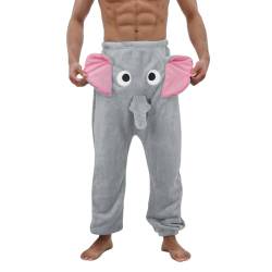 Mymyguoe Elefantenrüssel-Pyjama-Hose für Herren, Elefanten Hose mit rüssel männer, Elephant Pants, Flanell-Elefant-Pyjama mit großen Nasenohre von Mymyguoe