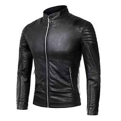 Mymyguoe Herren Lederjacke Übergangsjacke Plüschjacke Bikerjacke verdickte Dicke warme Motorrad Freizeitjacke Vintage Bomberjacke Regen Jacke Outdoor Freizeitjacke von Mymyguoe