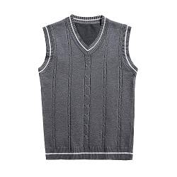 Mymyguoe Herren Pullunder Weste Ärmellose Strickweste V-Ausschnitt aus Baumwolle Winter Pullunder Pullover für Männer Herbst Winter Warmes Oberteil von Mymyguoe