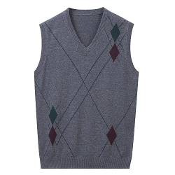 Mymyguoe Herren Strickweste Strickjacke ohne Ärmel V-Pullunder - Klassisch Geschnittener Pullunder aus hochwertiger Baumwolle von Mymyguoe