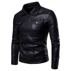 Mymyguoe Herren motorrad Kunstlederjacke Bikerjacke Wasserdicht Atmungsaktiv Winddichte jacke langärmelig modisch lässig Lederjacke Bikerjacke Herbst und Winterjacke warme Rocker Lederjacke von Mymyguoe