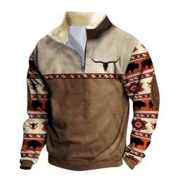 Mymyguoe Poloshirt Herren Cordjacke Langarmshirt mit Print Lässige Pullover Retro Street Jacke Vintage Winter Kälteschutz Plüschpullover Warmes Bequeme Hauskleidung von Mymyguoe