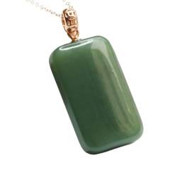 Jade-Anhänger-Halskette, Jade-Anhänger für Männer, Feng Shui-Halskette, natürliche Hetian-Nephrit-Jade-Halskette, quadratische grüne Jade-Charm-Anhänger-Halskette, Damen und Herren, Glücksbringer, Amu von MyrXFb