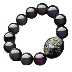 MyrXFb Kristall-Armband, schwarzes Obsidian-Armband, natürlicher Regenbogen-Augen-Obsidian, PiXiu-Armband von MyrXFb